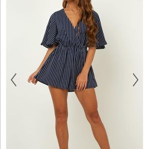 Showpo Garden of Eden Playsuit in Navy Stripe
